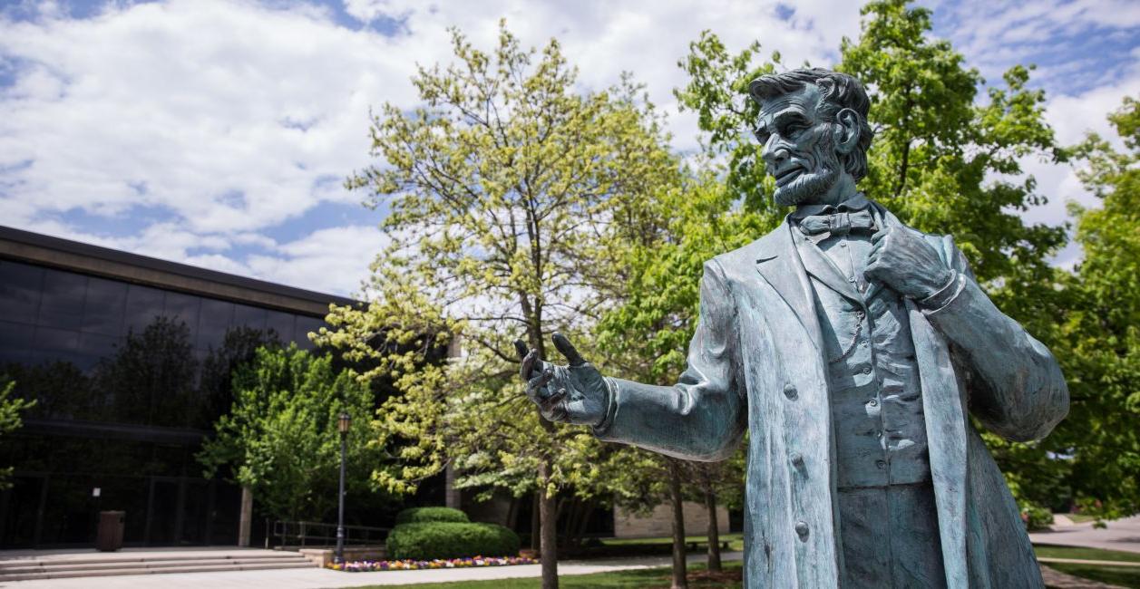 Abraham Lincoln statue on Carthage College's campus.